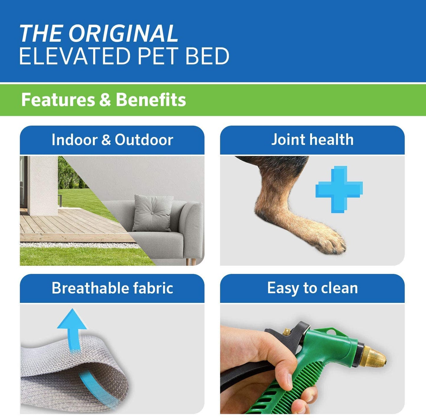 Original Elevated Dog Bed - Breathable Off-The-Ground Pet Bed with Cooling Fabric, Joint Relief & Moisture-Resistant Fabric, 100% Recyclable, Easy Clean, Nutmeg, Medium