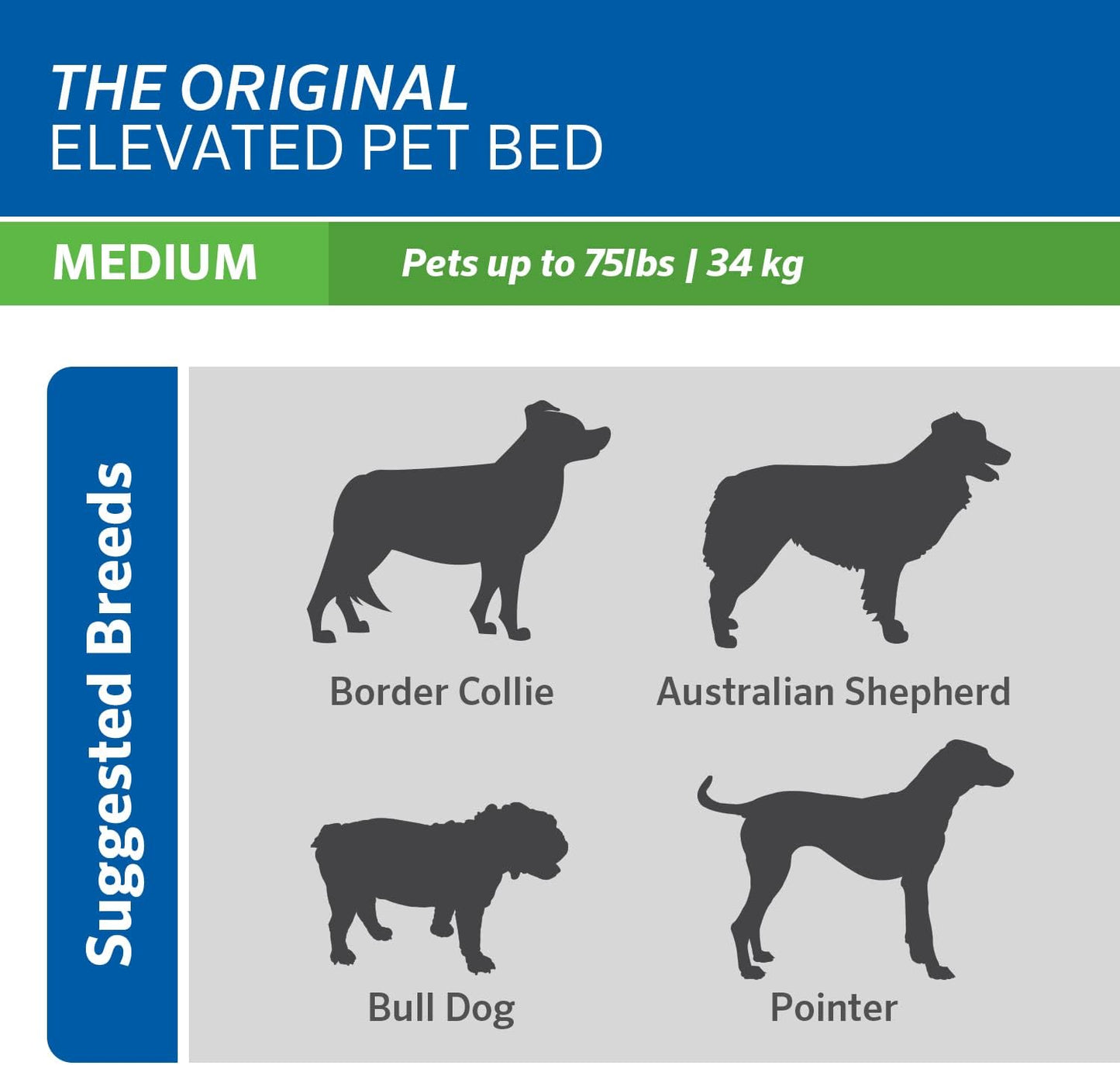 Original Elevated Dog Bed - Breathable Off-The-Ground Pet Bed with Cooling Fabric, Joint Relief & Moisture-Resistant Fabric, 100% Recyclable, Easy Clean, Nutmeg, Medium