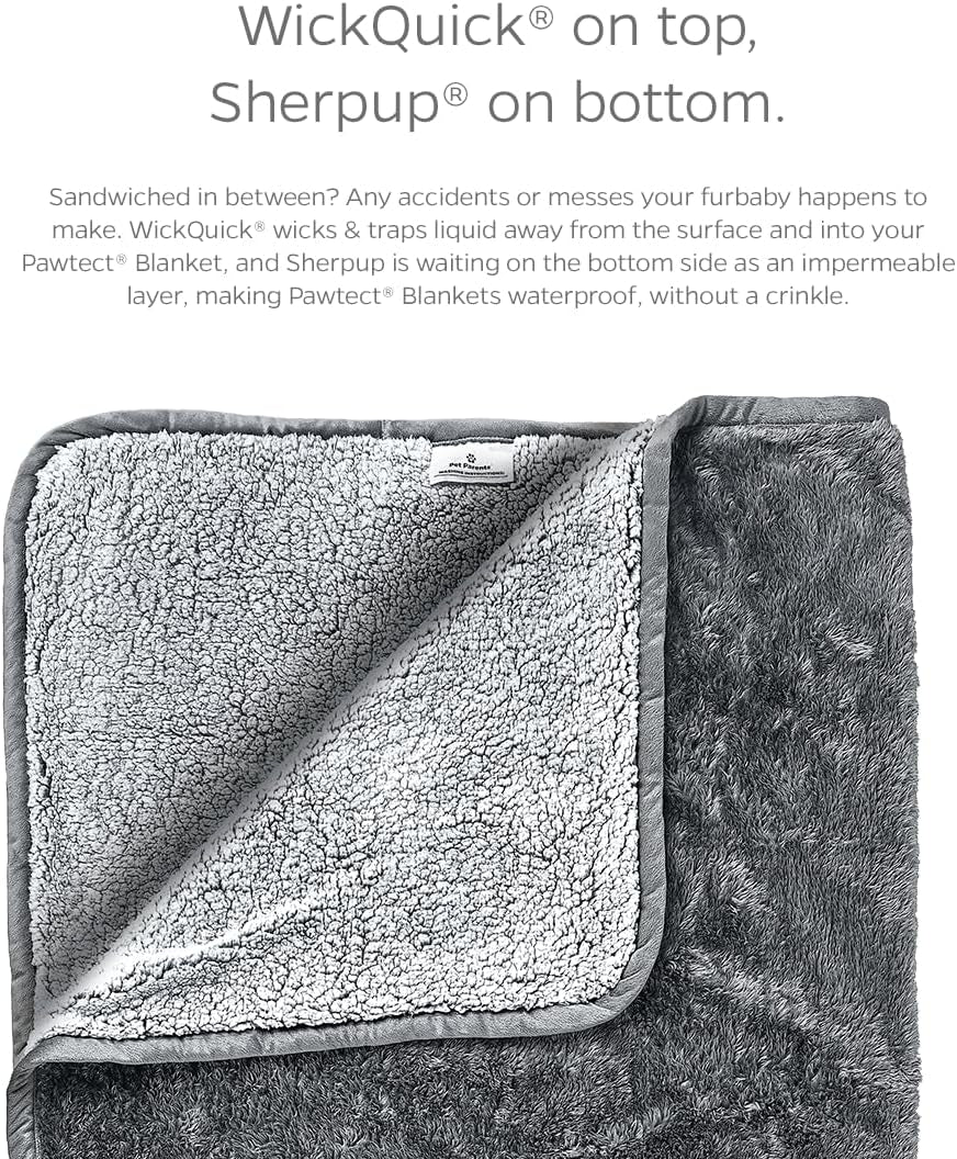 Pawtect Premium Waterproof Cat & Dog Blanket with Wickquick & Sherpup Technology, Puppy & Cat Blanket, Slate 50X60