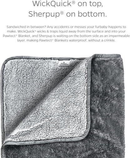 Pawtect Premium Waterproof Cat & Dog Blanket with Wickquick & Sherpup Technology, Puppy & Cat Blanket, Slate 50X60