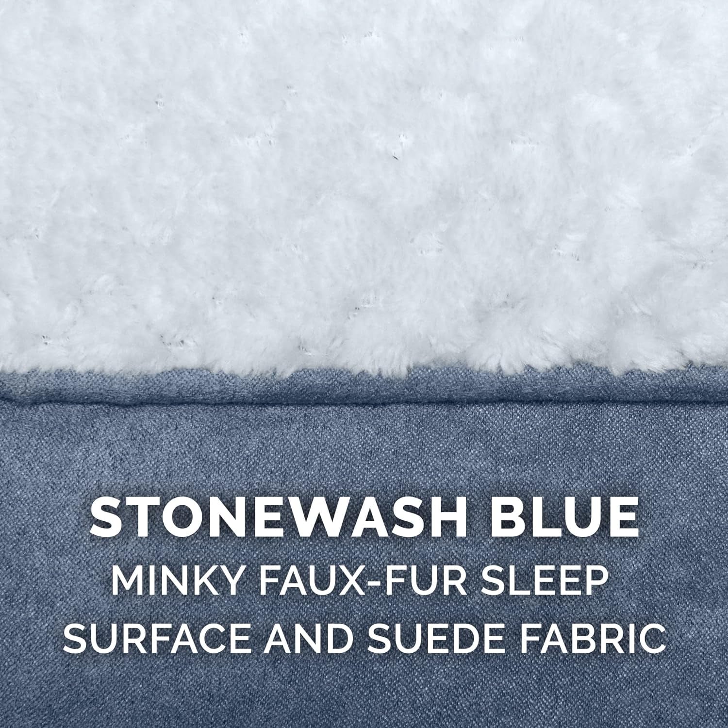 Replacement Dog Bed Cover Minky Plush & Suede Pillow Top Mattress, Machine Washable - Stonewash Blue, Jumbo (X-Large)