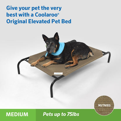 Original Elevated Dog Bed - Breathable Off-The-Ground Pet Bed with Cooling Fabric, Joint Relief & Moisture-Resistant Fabric, 100% Recyclable, Easy Clean, Nutmeg, Medium