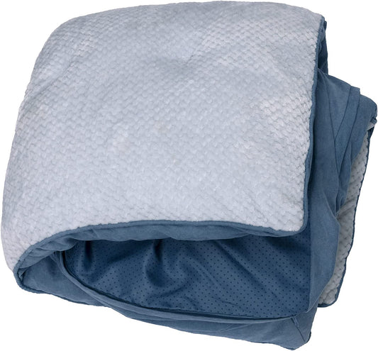 Replacement Dog Bed Cover Minky Plush & Suede Pillow Top Mattress, Machine Washable - Stonewash Blue, Jumbo (X-Large)