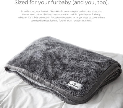 Pawtect Premium Waterproof Cat & Dog Blanket with Wickquick & Sherpup Technology, Puppy & Cat Blanket, Slate 50X60