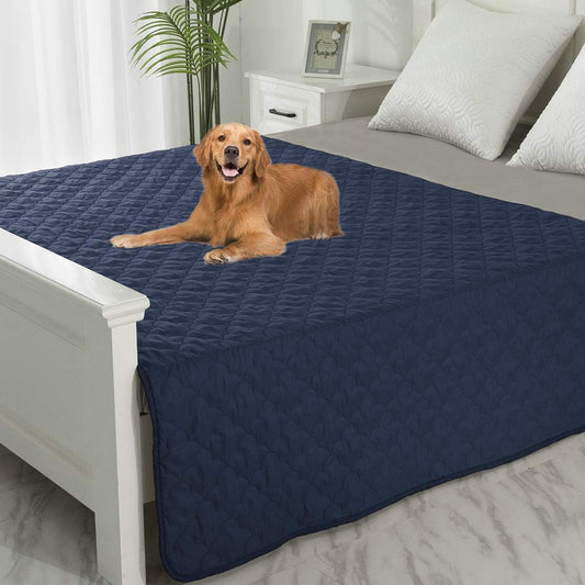 Dog Bed Cover Washable Pee Pads Dog Blankets for Puppy Large Dog Cat,Sofa Reversible Changing Pad Reusable 1 Piece（52"X82",Navy+Stoneblue）
