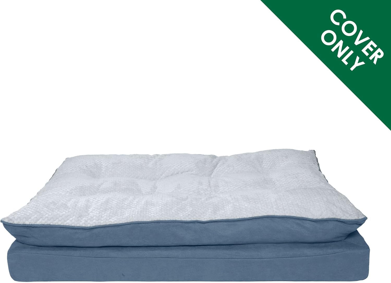 Replacement Dog Bed Cover Minky Plush & Suede Pillow Top Mattress, Machine Washable - Stonewash Blue, Jumbo (X-Large)